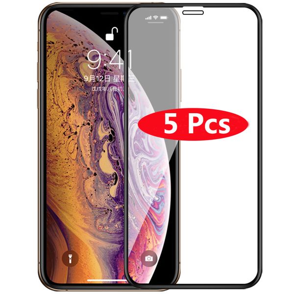 

5pcs full cover tempered glass for iphone 11 pro max 6 6s 7 8 plus screen protector for iphone x xs max xr 5 5s 5c se film case