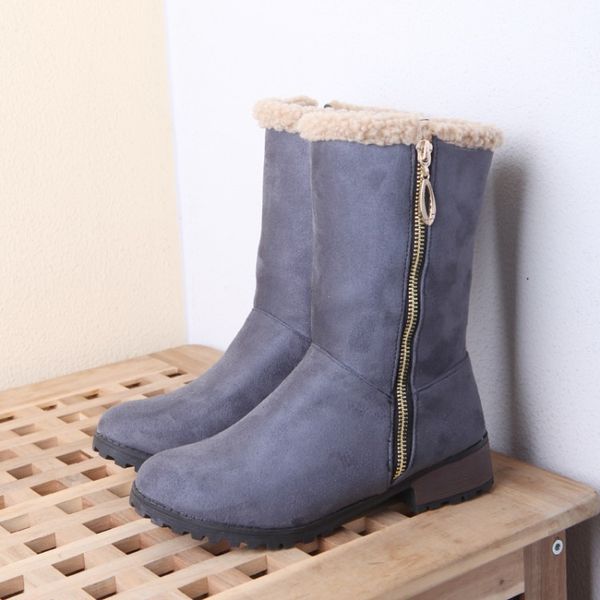 

2017 winter boots botas mujer big size 33-47 new round toe buckle boots for women casual fashion warm winter shoes 919, Black