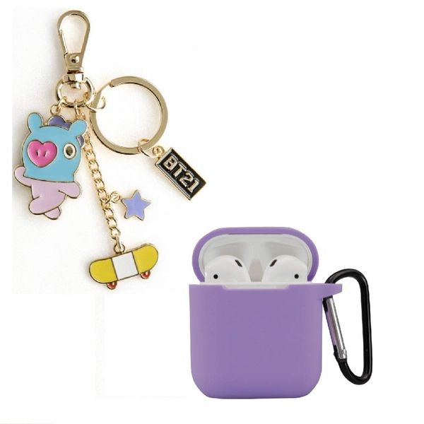 

bts cartoon apple airpods wireless bluetooth silicone case with figure keyring keychain for airpod 1 & 2