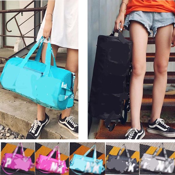 

Handbag pink letter duffel bag women handbag large capacity travel duffle triped waterproof beach bag houlder bag 5 color