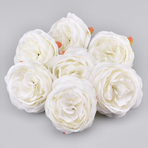 

high-grade artificial peony white rose silk flower heads for wedding decoration diy wreath scrapbooking craft fake flowers