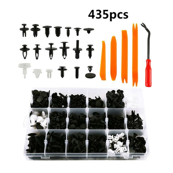 

435pcs with fastener removal tool car body trim clips retainer bumper rivet panel push mould plastic fastener for universal car