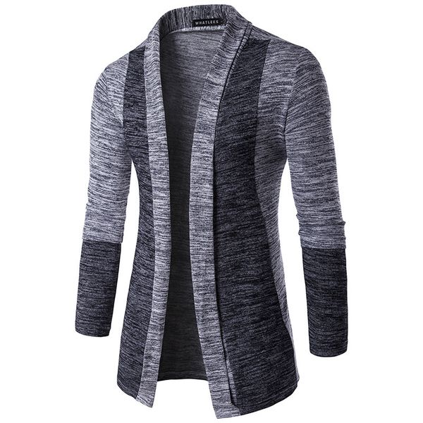 

olome patchwork sweaters men fashion long sleeve pattern korean style cardigan slim fit spring autumn outwear knitted sweater, White;black