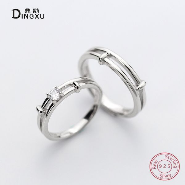 

100% 925 sterling silver open rings double layer rhinestone rings for couple girl women gift jewelry, Golden;silver