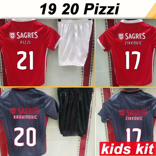 

19 20 pizzi seferovic kids kit soccer jerseys salvio home away child football shirts jardel ferro krovinovic jonas camisa de futebol suit, Black