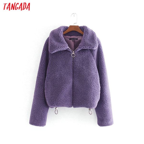 

tangada 2019 women winter jacket teddy female coat fleece jackets zipper long sleeve ladies overcoat outwear ce454, Black;brown