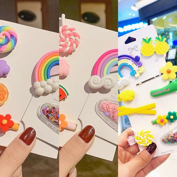 

cute cartoon fruit fruit candy set hairpin duckbill clip candy color children's and girls' hairpin hair accessories bb clip, Slivery;white
