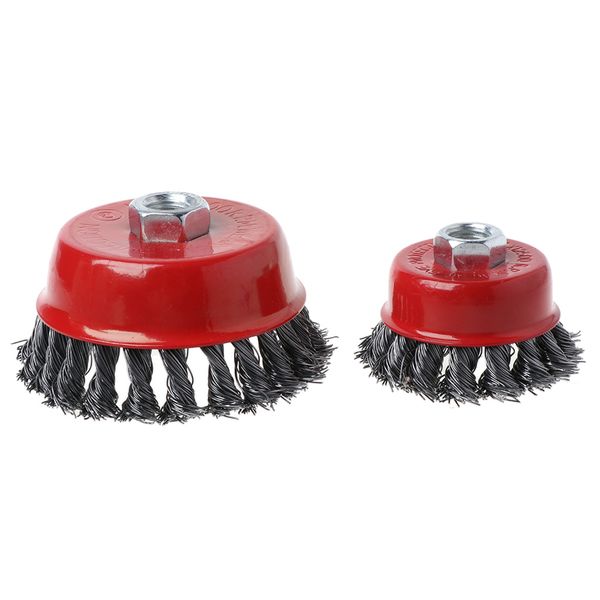 

1pc stainless steel wire polishing bowl brush with 14mm hole twisted wire shape wheel for polished derusting tools with nut m14