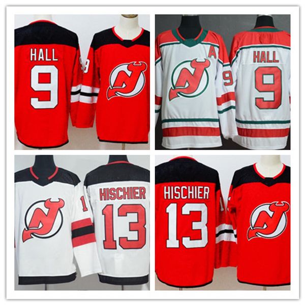

New Jersey Devils 9 Taylor Hall 13 Nico Hischier 30 Martin Brodeur 35 Cory Schneider Red white stitched ice Hockey Jerseys