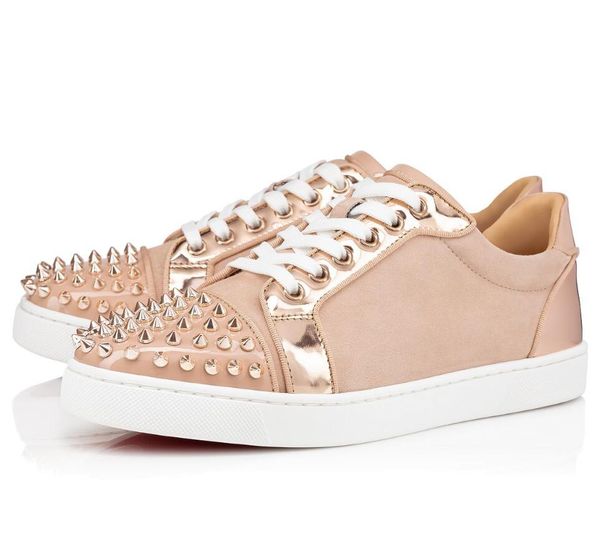 

luxury design junior spikes men's women shoes high quaity red bottom sneakers shoes famous wedding dress party comfort basket homme, Black