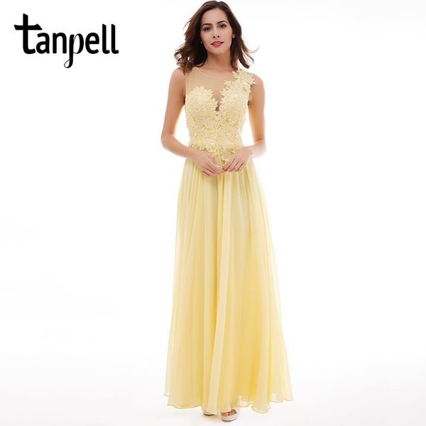

tanpell lace up long bridesmaid dress black scoop sleeveless appliques floor length dress daffodil wedding bridesmaid, White;black