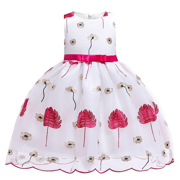

2020 flowers girls summer dress kids dresses for girls clothes children sleeveless print princess dress girl party wedding, Red;yellow