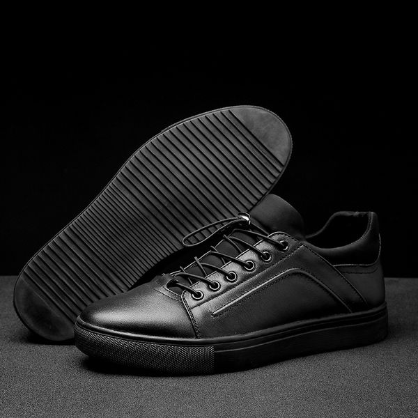 

woodtree new high-quality cowhide men's shoes soft leather shoes, Black
