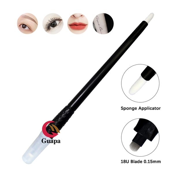 

18u shape disposable microblading pen with 0.15mm needle blades with pigment sponge eyebrows permanent makeup tools