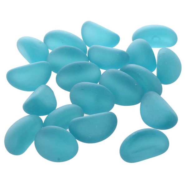 

20-piece glass pebble stones aquarium floor ornament, blue