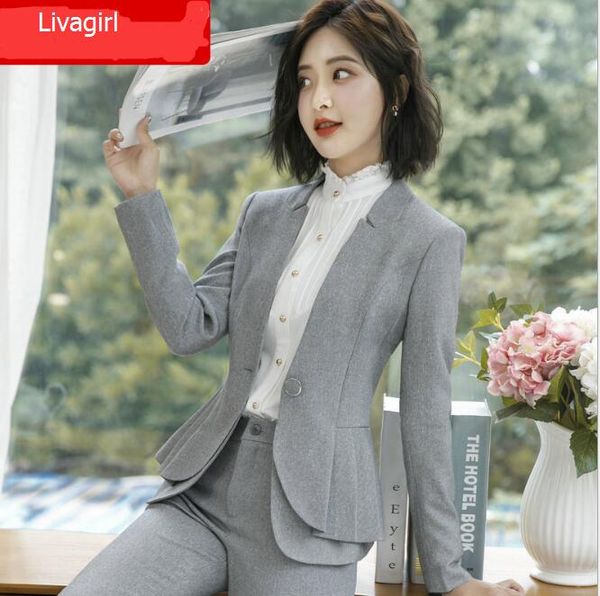 

elegant and fashion women blazers autumn temperament long-sleeve black gray jacket office ladies plus size work wear coat, White;black