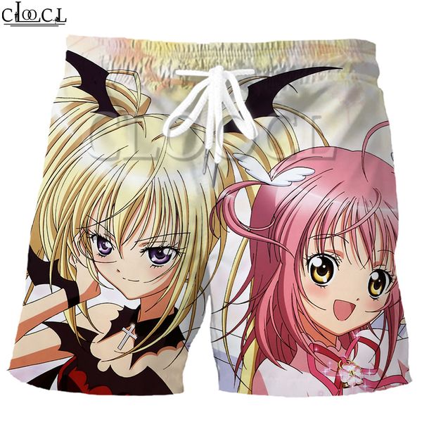 

cloocl shanghai sweetheart anime drawstring 3d printed pattern large size loose elastic summer fashion sports shorts, White;black