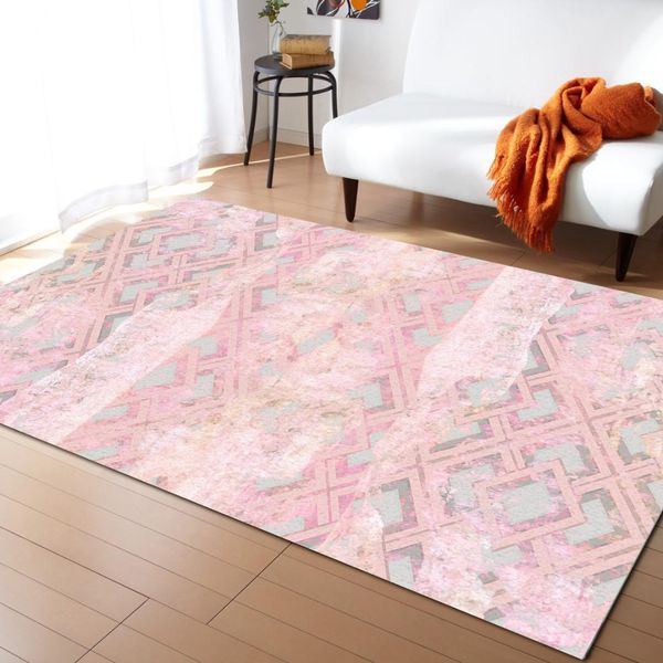 

pink geometric marble pattern modern carpets for living room rugs large anti-slip safety carpet