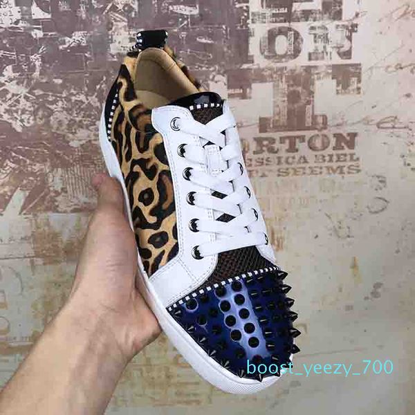 

red sole design men sneakers red bottom low-junior spikes flats shoes men and women leather sneakers casual graffiti b70, Black