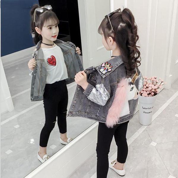 

kids jacket for girl autumn teenager toddler girls jackets and coat denim children outerwear for girls clothes, Blue
