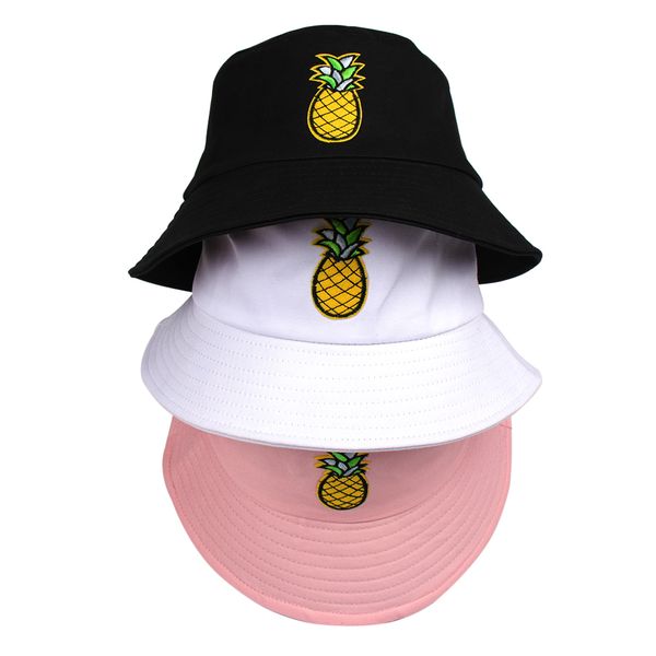

cn pineapple pin bucket hat solid cotton fruit lovers panama man women pop visor sun fisherman hat gorras, Blue;gray