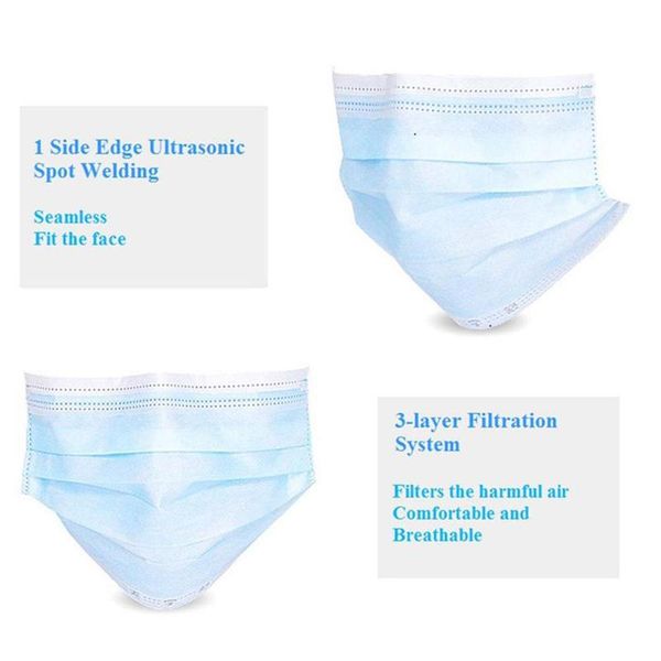 

100 pcs epacket face mouth masks 3 layers dustproof facial protective cover masks anti-dust disposable salon earloop mouth mask party