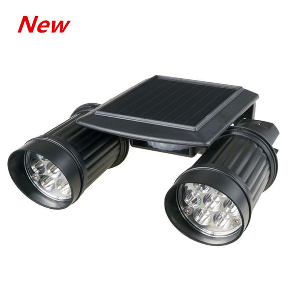 14LED 6V1W solar dupla cabeça corpo humano PIR telescópio holofotes ao ar livre à prova d 'água iluminação solar lâmpada de parede lâmpada de jardim