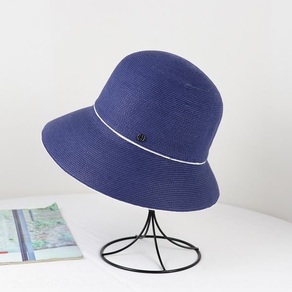 

japanese braided women's folding basin summer fisherman's straw fisherman sunscreen hat women's travel sunscreen hat tide, Blue;gray