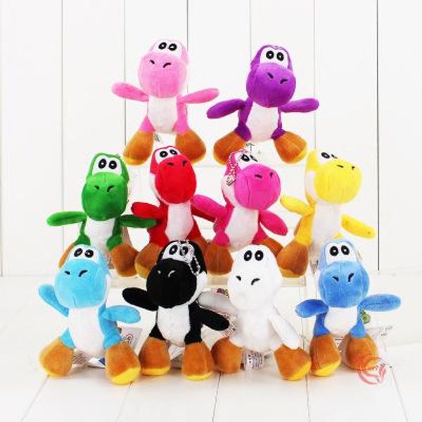 

kawaii new super mario bros yoshi dinosaur plush toy pendants with keychains stuffed dolls for gifts 4inch 12cm