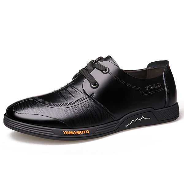 

2019 new men's business dress shoes genuine leather england fashion casual oxfords shoes classic men leather dress loafers, Black