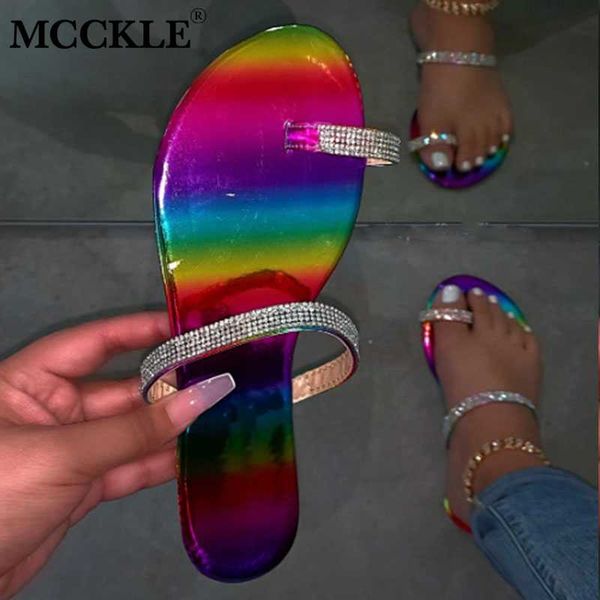 

mcckle летние женские тапочки женщина bling кристалл клип toe женщины случайные плоские шлепанцы женские стринги пляжная обувь женские горки, Black
