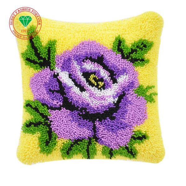 

latch hook cushion kits gift diy needlework crocheting throw pillow unfinished yarn embroidery set pillowcase embroidery flower