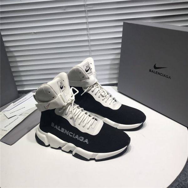 

luxury women shoes luxury high-women's socks shoes paris men's shoes brand power socks boots fashion women's casual platform, Black
