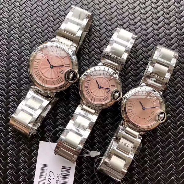 

2-контактный роскошные часы 28 мм 33 мм 36 мм кварцевый механизм женские часы тик движение модель батарея из нержавеющей стали часы 6215, Slivery;brown