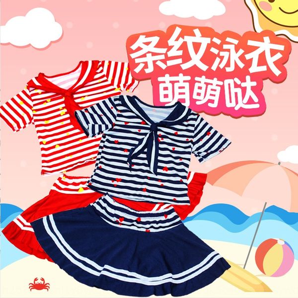 

early summer children's striped split swimsuit hipster breathable lining spring beach girl swimsuit, White;black