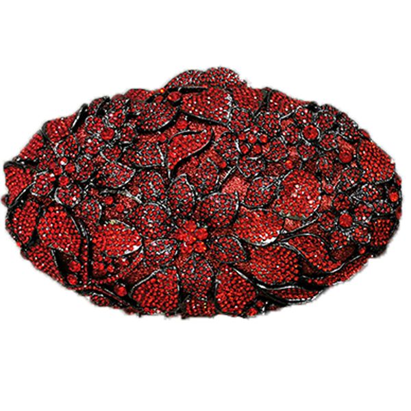 

2020 red crystal evening clutch bag wedding purse oval shape floral dinner party mini clutches bags