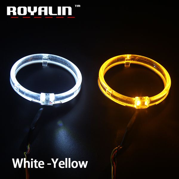 

royalin led angel eyes white yellow amber daytime running light 80mm 95mm halo rings drl switch back turn signal light car lamps