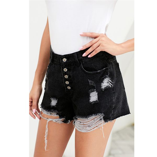 

black mama high rise distressed denim shorts, White;black