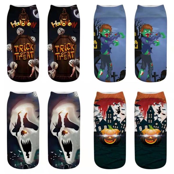 

3d print halloween socks for men women designer pumpkin lantern ghost witch slipper socks happy halloween letters sock slipper gift eur35-44, Black;white