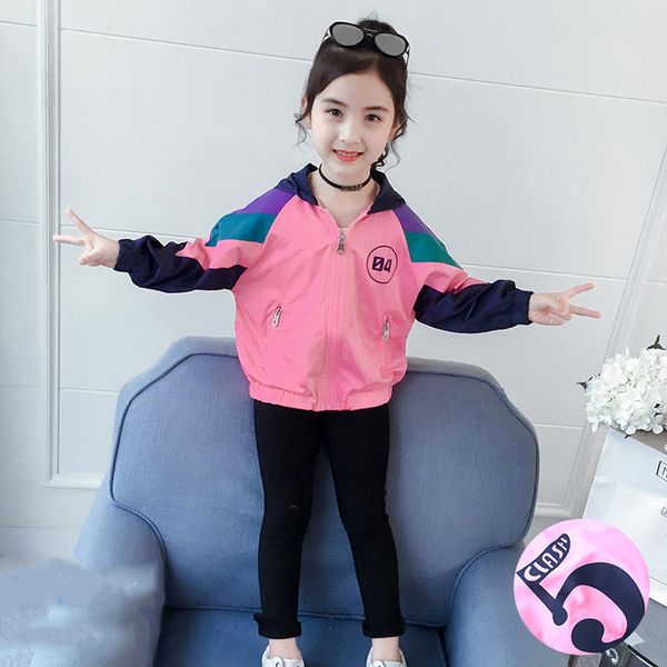 

autumn children coat patchwork hooded zipper jacket baby girls kids jacket hood children spring fall toddler outerwear, Blue;gray
