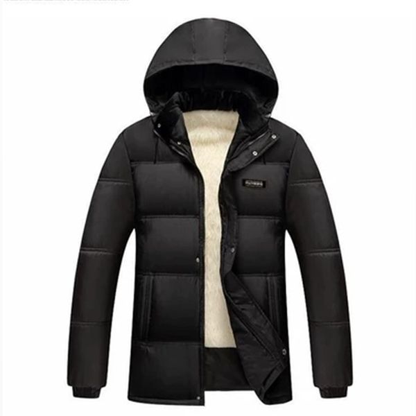 

winter thick bomber jacket men hoody jacket men jaqueta masculina sportswear male men's warm hoodie fleece coat, Black