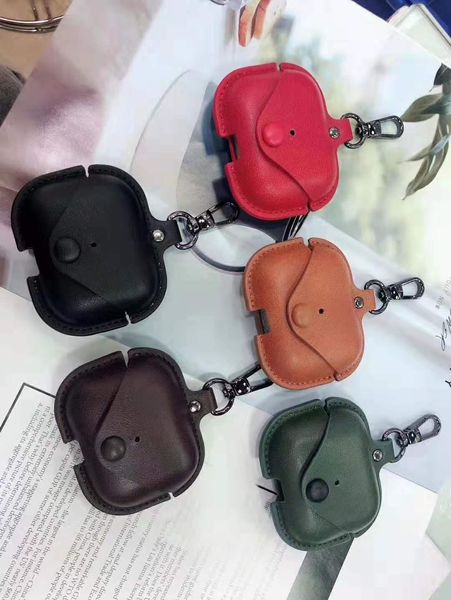

конструктор класса люкс кожа pu для airpods случаи защитная крышка крюк застежка брелок anti потерянный моды наушники чехол iphone 11 xr xs