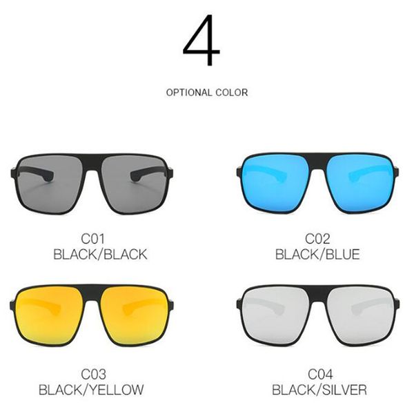 

4 colors summer mens sunglasses fashion colorful reflective coating sunglasses black frame polarized lens brw, White;black