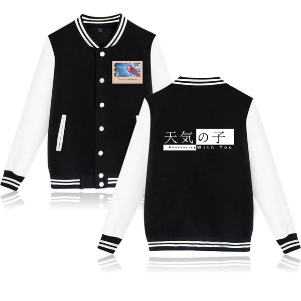 

weathering with you print baseball jacket men/women winter fashion casual popular comfortable kpop jacket coat sale, Black;brown