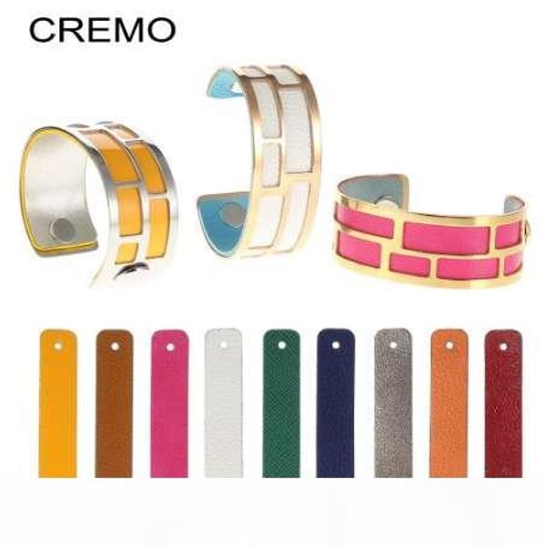 

cremo pu leather 25mm interchangeable reversible leather band jewelry accessory for personalized stainless steel women bangle, Blue;slivery