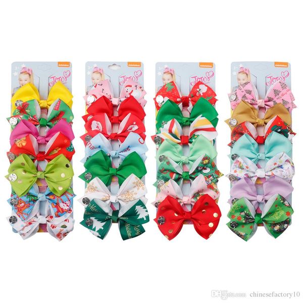 

jojo siwa bows jojo bow 4.5 inch hairpin xmas bowknot boutique barrettes christmas tree snowflake hair clip accessories, Slivery;white