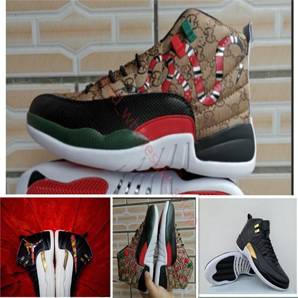 

xshfbcl 12s snake black brown red men basketball shoes new style 12s mens snake cny wings multicolor sports designer sneakers