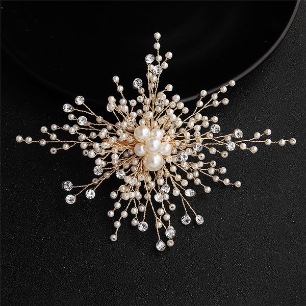 

gold pearl rhinestone wedding women hair hair accessories tiara bridal ornaments flower head jewelry headpiece my3553, Golden;white