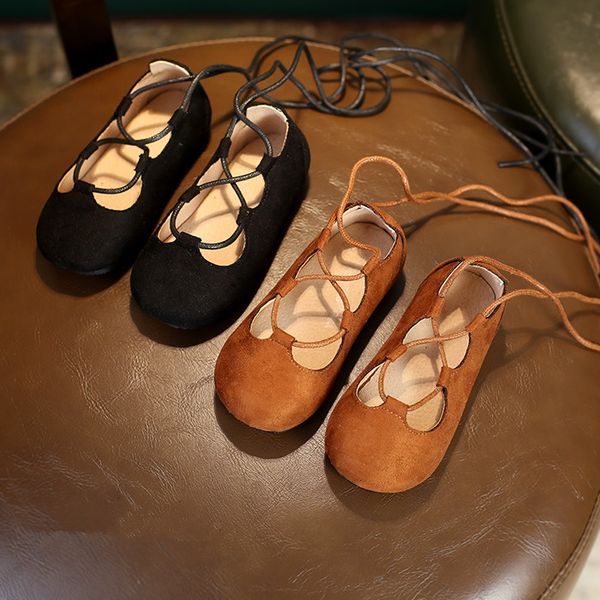 

brand new girls cross-tied leather shoes vintage girls ballet dance shoes for kids leather casual baby soft sole flats, Black;grey