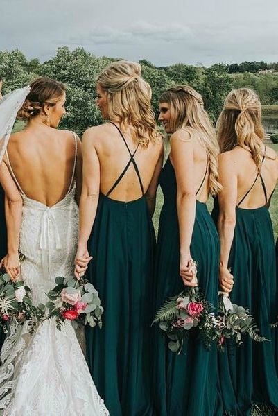 midnight green bridesmaid dresses